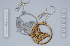 Butterfly Round Keychain Laser Cut SVG Product Image 1