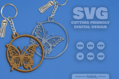 Butterfly Round Keychain Laser Cut SVG Product Image 2