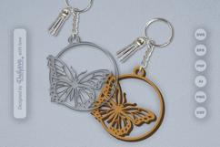Butterfly Round Keychain Laser Cut SVG Product Image 2