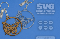 Butterfly Round Keychain Laser Cut SVG Product Image 2