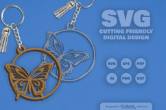 Butterfly Round Keychain Laser Cut SVG Product Image 2
