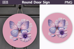 Butterfly Floral Round Sign | Butterfly Flowers Sublimation Product Image 1