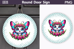 Floral Butterfly Round Door Sign | Spring Porch Decor Product Image 1