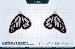 Butterfly Wing Earrings SVG - Laser Cut Jewelry Template Product Image 3