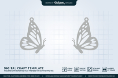 Butterfly Wing Earrings SVG - Laser Cut Jewelry Template Product Image 3