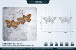 Butterfly Wing Earrings SVG - Laser Cut Jewelry Template Product Image 1