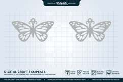 Butterfly Wing Earrings SVG - Laser Cut Jewelry Template Product Image 3