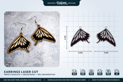 Butterfly Wing Earrings SVG - Laser Cut Jewelry Template Product Image 1