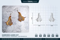 Butterfly Wing Earrings SVG - Laser Cut Jewelry Template Product Image 1