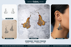 Butterfly Wing Earrings SVG - Laser Cut Jewelry Template Product Image 2