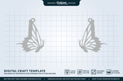 Butterfly Wing Earrings SVG - Laser Cut Jewelry Template Product Image 3