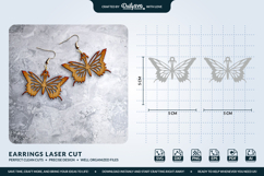 Butterfly Wing Earrings SVG - Laser Cut Jewelry Template Product Image 1
