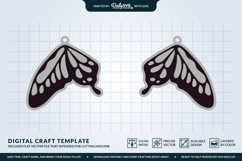 Butterfly Wing Earrings SVG - Laser Cut Jewelry Template Product Image 3
