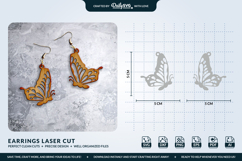 Butterfly Wing Earrings SVG - Laser Cut Jewelry Template Product Image 1