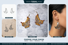 Butterfly Wing Earrings SVG - Laser Cut Jewelry Template Product Image 2