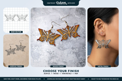 Butterfly Wing Earrings SVG - Laser Cut Jewelry Template Product Image 2