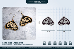 Butterfly Wing Earrings SVG - Laser Cut Jewelry Template Product Image 1