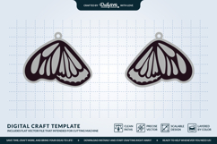 Butterfly Wing Earrings SVG - Laser Cut Jewelry Template Product Image 3