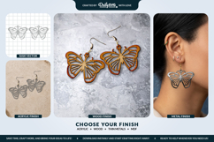 Butterfly Wing Earrings SVG - Laser Cut Jewelry Template Product Image 2