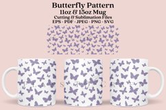 butterfly seamless pattern coffee mug sublimation wrap glass mug wrap svg presized for 11oz and 15oz glass ready to cut and sublimation files