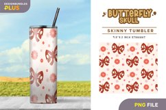 Butterfly Skull & Flower Seamless 20 oz Skinny Tumbler Wrap Product Image 1