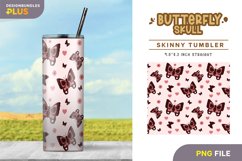 Seamless Butterfly Skull and Heart 20 oz Skinny Tumbler Wrap Product Image 1