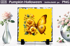 Butterfly Slate Design | Yellow Butterfly Floral Sublimation Product Image 1