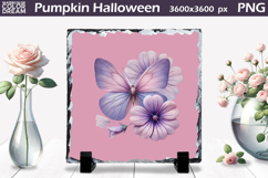 Butterfly Slate Design | Purple Butterfly Floral Sublimation Product Image 1