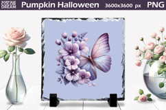 Butterfly Slate Design | Purple Butterfly Floral Sublimation Product Image 1