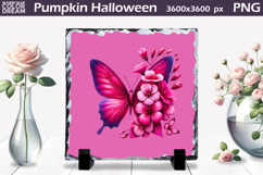 Butterfly Slate Design | Pink Butterfly Floral Sublimation Product Image 1