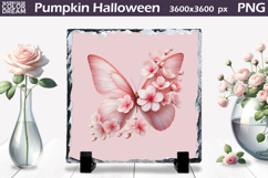 Butterfly Slate Design | Pink Butterfly Floral Sublimation Product Image 1