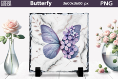Butterfly Sublimation | Butterfly Flowers Slate Product Image 1