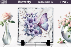 Butterfly Sublimation | Butterfly Flowers Slate Product Image 1