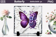 Butterfly Sublimation | Butterfly Flowers Slate Product Image 1
