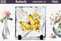 Butterfly Sublimation | Butterfly Flowers Slate Product Image 1