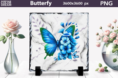 Butterfly Sublimation | Butterfly Flowers Slate Product Image 1