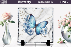 Butterfly Sublimation | Butterfly Flowers Slate Product Image 1
