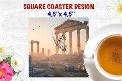 Butterfly square coaster sublimation, antique Product Image 1