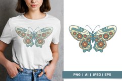 Butterfly Steampunk Vintage Art in Muted Teal & Brown Product Image 1
