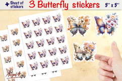Floral butterfly stickers, butterfly with flowers PNG Product Image 1