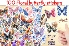 Floral butterfly stickers bundle, summer stickers, flowers Product Image 1