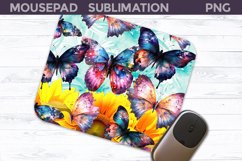 Butterflies Sunflower MousePad | Mouse Pad Sublimation Product Image 1