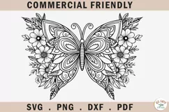 Floral butterfly svg,wildflower butterfly,butterfly mandala Product Image 1