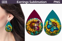 Butterfly Stained Glass Teardrop Earrings | Earring PNG Product Image 1