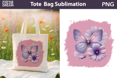 Butterfly Floral Tote Bag | Purple Butterfly Flowers Sublima Product Image 1