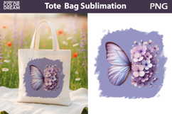 Butterfly Floral Tote Bag | Purple Butterfly Flowers Sublima Product Image 1