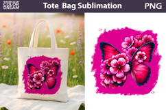 Butterfly Floral Tote Bag | Pink Butterfly Flowers Product Image 1