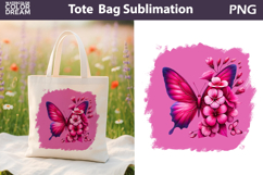 Butterfly Floral Tote Bag | Pink Butterfly Flowers Product Image 1