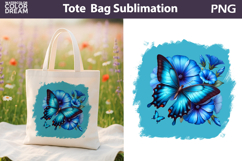 Butterfly Floral Tote Bag | Blue Butterfly Flowers Product Image 1