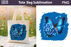 Butterfly Floral Tote Bag | Blue Butterfly Flowers Product Image 1